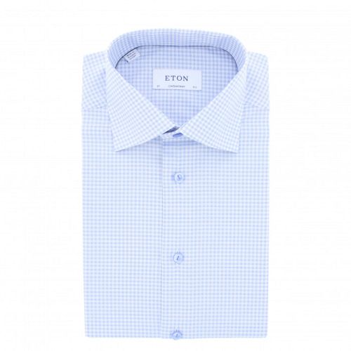 Eton Contemporary Fit - Light blue checkered shirt