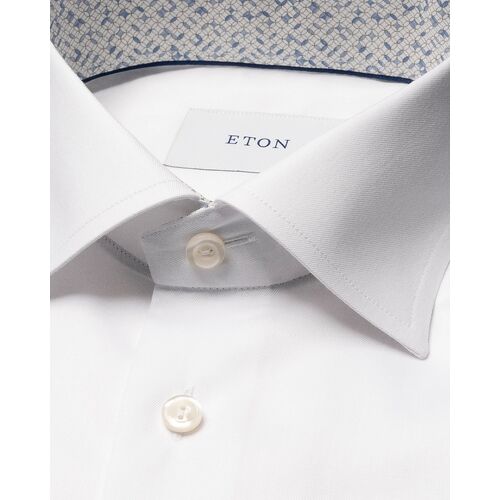 Eton Contemporary Fit - White Geometric Effect Signature Twill Shirt